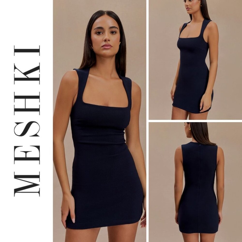 MESHKI Frida Crepe Mini Dress - Black - Size Large